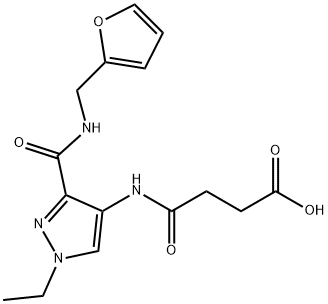 4-((1-ethyl-3-((furan-2-ylmethyl)carbamoyl)-1H-pyrazol-4-yl)amino)-4-oxobutanoic acid Struktur