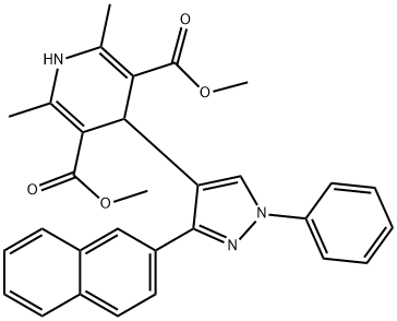 dimethyl 2,6-dimethyl-4-(3-(naphthalen-2-yl)-1-phenyl-1H-pyrazol-4-yl)-1,4-dihydropyridine-3,5-dicarboxylate Struktur