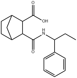 3-((1-phenylpropyl)carbamoyl)bicyclo[2.2.1]heptane-2-carboxylic acid Struktur