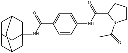 1-acetyl-N-[4-(tricyclo[3.3.1.1~3,7~]dec-1-ylcarbamoyl)phenyl]prolinamide Struktur