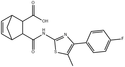 3-((4-(4-fluorophenyl)-5-methylthiazol-2-yl)carbamoyl)bicyclo[2.2.1]hept-5-ene-2-carboxylic acid Struktur