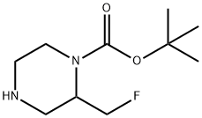 2-Fluoromethyl-piperazine-1-carboxylic acid tert-butyl ester Struktur