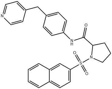 1-(naphthalen-2-ylsulfonyl)-N-[4-(pyridin-4-ylmethyl)phenyl]prolinamide Struktur