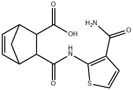 3-((3-carbamoylthiophen-2-yl)carbamoyl)bicyclo[2.2.1]hept-5-ene-2-carboxylic acid Struktur