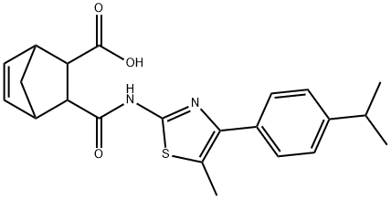 3-((4-(4-isopropylphenyl)-5-methylthiazol-2-yl)carbamoyl)bicyclo[2.2.1]hept-5-ene-2-carboxylic acid Struktur