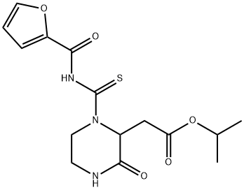 isopropyl {1-[(2-furoylamino)carbonothioyl]-3-oxo-2-piperazinyl}acetate Struktur