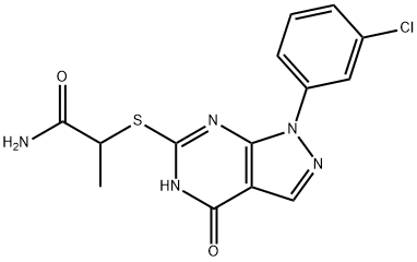 2-[[1-(3-Chlorophenyl)-4-oxo-5H-pyrazolo[5,4-d]pyrimidin-6-yl]sulfanyl]propanamide Struktur