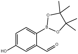 5-hydroxy-2-(4,4,5,5-tetramethyl-1,3,2-dioxaborolan-2-yl)benzaldehyde Struktur