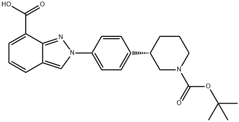 (S)-2-(4-(1-(tert-butoxycarbonyl)piperidin-3-yl)phenyl)-2H-indazole-7-carboxylicacid Struktur