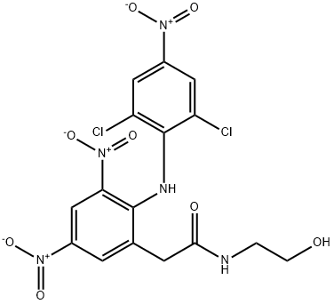 2-(2-((2,6-dichloro-4-nitrophenyl)amino)-3,5-dinitrophenyl)-N-(2-hydroxyethyl)acetamide Struktur