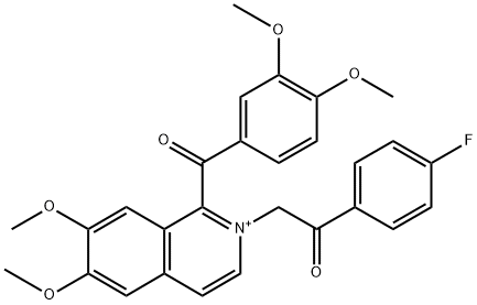 1-(3,4-dimethoxybenzoyl)-2-[2-(4-fluorophenyl)-2-oxoethyl]-6,7-dimethoxyisoquinolinium Struktur