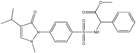 methyl 2-(4-(4-isopropyl-2-methyl-5-oxo-2,5-dihydro-1H-pyrazol-1-yl)phenylsulfonamido)-2-phenylacetate Struktur