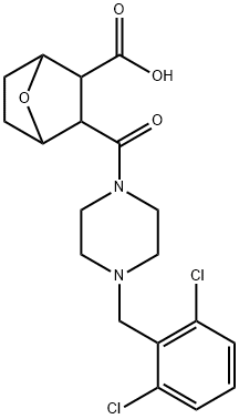 3-(4-(2,6-dichlorobenzyl)piperazine-1-carbonyl)-7-oxabicyclo[2.2.1]heptane-2-carboxylic acid Struktur