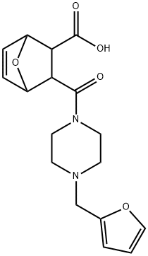 3-(4-(furan-2-ylmethyl)piperazine-1-carbonyl)-7-oxabicyclo[2.2.1]hept-5-ene-2-carboxylic acid Struktur