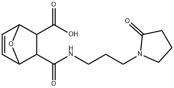 3-((3-(2-oxopyrrolidin-1-yl)propyl)carbamoyl)-7-oxabicyclo[2.2.1]hept-5-ene-2-carboxylic acid Struktur