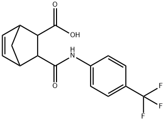 3-((4-(trifluoromethyl)phenyl)carbamoyl)bicyclo[2.2.1]hept-5-ene-2-carboxylic acid Struktur