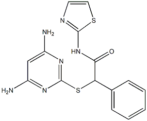 2-[(4,6-diaminopyrimidin-2-yl)sulfanyl]-2-phenyl-N-(1,3-thiazol-2-yl)acetamide Struktur