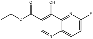 6-Fluoro-4-hydroxy-[1,5]naphthyridine-3-carboxylic acid ethyl ester Struktur