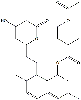 4-(Acetyloxy)-2-methylbutanoic Acid 1,2,3,7,8,8a-Hexahydro-3,7-dimethyl-8-[2-(tetrahydro-4-hydroxy-6-oxo-2H-pyran-2-yl)ethyl]-1-naphthalenyl Ester Struktur