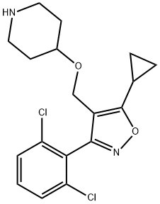 5-cyclopropyl-3-(2,6-dichlorophenyl)-4-((piperidin-4-yloxy)methyl)isoxazole(WXG03486) Struktur