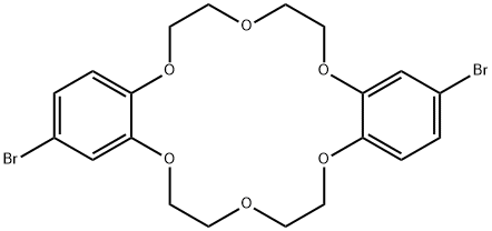 2,13-dibromo-6,7,9,10,17,18,20,21-octahydrodibenzo[b,k][1,4,7,10,13,16]hexaoxacyclooctadecine Struktur