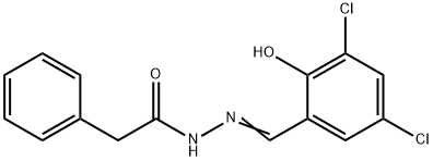 N'-[(E)-(3,5-dichloro-2-hydroxyphenyl)methylidene]-2-phenylacetohydrazide Struktur