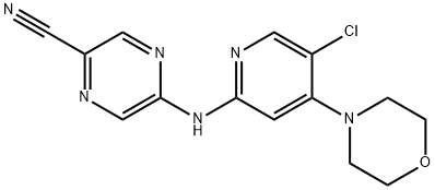 5-((5-Chloro-4-morpholinopyridin-2-yl)amino)pyrazine-2-carbonitrile Struktur