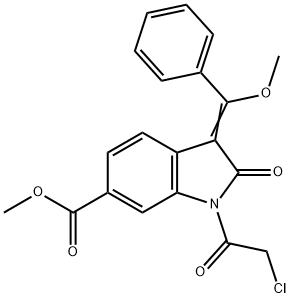 (Z)-methyl 1-(2-chloroacetyl)-3-(methoxy(phenyl)methylene)-2-oxoindoline-6-carboxylate Struktur