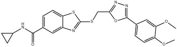 N-cyclopropyl-2-({[5-(3,4-dimethoxyphenyl)-1,3,4-oxadiazol-2-yl]methyl}sulfanyl)-1,3-benzothiazole-5-carboxamide Struktur