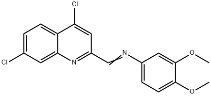 (E)-N-((4,7-dichloroquinolin-2-yl)methylene)-3,4-dimethoxyaniline Struktur