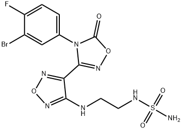 Sulfamide,N-[2-[[4-[4-(3-bromo-4-fluorophenyl)-4,5-dihydro-5-oxo-1,2,4-oxadiazol-3-yl]-1,2,5-oxadiazol-3-yl]amino]ethyl]- Struktur