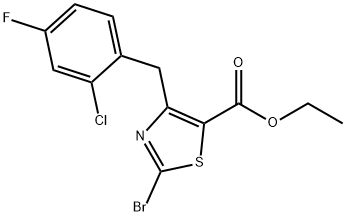 Ethyl 2-bromo-4-(2-chloro-4-fluorobenzyl)thiazole-5-carboxylate Struktur