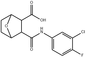 3-((3-chloro-4-fluorophenyl)carbamoyl)-7-oxabicyclo[2.2.1]heptane-2-carboxylic acid Struktur