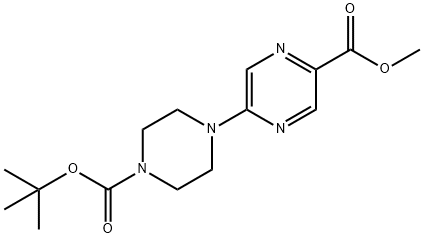 methyl 5-(4-(tert-butoxycarbonyl)piperazin-1-yl)pyrazine-2-carboxylate Struktur