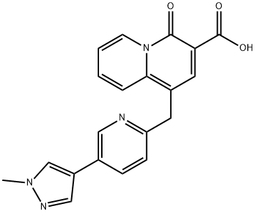 1-((5-(1-Methyl-1H-pyrazol-4-yl)pyridin-2-yl)methyl)-4-oxo-4H-quinolizine-3-carboxylic acid Struktur