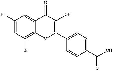 4-(6,8-dibromo-3-hydroxy-4-oxo-4H-chromen-2-yl)benzoic acid Struktur