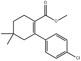 Methyl 2-(4-chlorophenyl)-4,4-dimethylcyclohex-1-ene-1-carboxylate Struktur