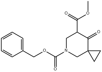 5-benzyl 7-methyl 8-oxo-5-azaspiro[2.5]octane-5,7-dicarboxylate Struktur