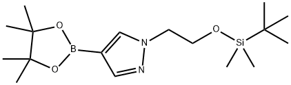 1-(2-((tert-butyldimethylsilyl)oxy)ethyl)-4-(4,4,5,5-tetramethyl-1,3,2-dioxaborolan-2-yl)-1H-pyrazole Struktur