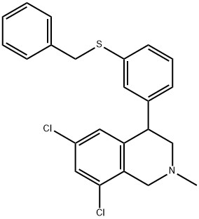 4-(3-(benzylthio)phenyl)-6,8-dichloro-2-methyl-1,2,3,4-tetrahydroisoquinoline Struktur