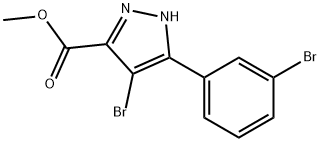 4-bromo-5-(3-bromophenyl)-1H-Pyrazole-3-Carbocylic acid methyl ester Struktur