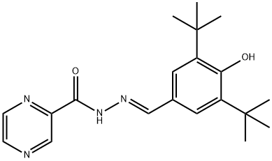 (E)-N'-(3,5-di-tert-butyl-4-hydroxybenzylidene)pyrazine-2-carbohydrazide Struktur