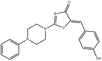 (5Z)-5-(4-hydroxybenzylidene)-2-(4-phenylpiperazin-1-yl)-1,3-thiazol-4(5H)-one Struktur