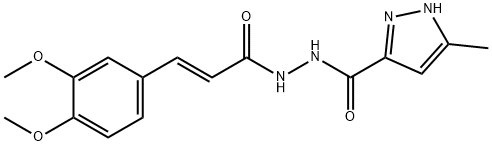 N'-[3-(3,4-dimethoxyphenyl)acryloyl]-3-methyl-1H-pyrazole-5-carbohydrazide Struktur