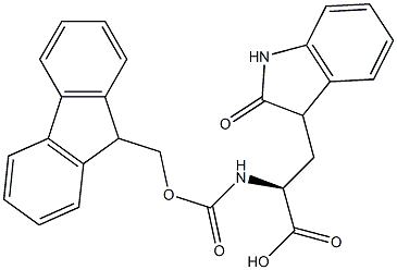 (2S)-2-((((9H-fluoren-9-yl)methoxy)carbonyl)amino)-3-(2-oxoindolin-3-yl)propanoic acid Struktur