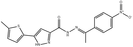 3-(5-methylthiophen-2-yl)-N'-[(1E)-1-(4-nitrophenyl)ethylidene]-1H-pyrazole-5-carbohydrazide Struktur