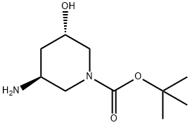 (3S,5S)-3-Amino-5-hydroxy-piperidine-1-carboxylic acid tert-butyl ester Struktur