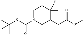 tert-butyl 4,4-difluoro-3-(2-methoxy-2-oxoethyl)piperidine-1-carboxylate Struktur