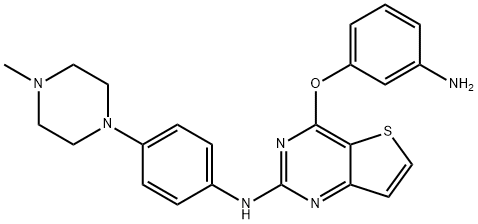 Thieno[3,2-d]pyrimidin-2-amine,4-(3-aminophenoxy)-N-[4-(4-methyl-1-piperazinyl)phenyl]- Struktur