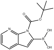 2-borono-1H-Pyrrolo[2,3-b]pyridine-1-carboxylic acid 1-(1,1-dimethylethyl) ester Struktur